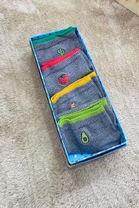 Modalamelif İşlemeli 4 lü Soket Çorap Gri