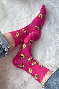Modalamelif Minik Avakado Baskılı Soket Çorap Pembe