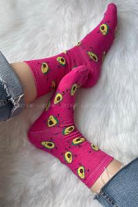 Modalamelif Minik Avakado Baskılı Soket Çorap Pembe
