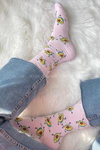 Modalamelif Minik Avakado Baskılı Soket Çorap Pudra