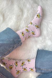 Modalamelif Minik Avakado Baskılı Soket Çorap Pudra