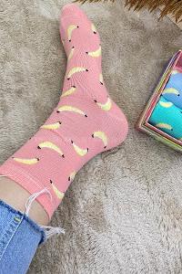 Modalamelif Muz İşlemeli 3 lü Soket Çorap