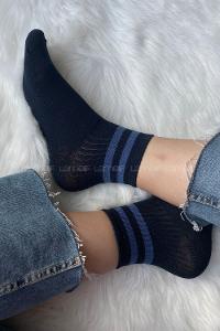 Modalamelif Mavi Çizgili Soket Çorap Lacivert