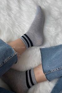 ModalemelModalamelifSiyah Çizgili Soket Çorap Gri