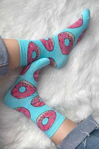 Modalamelif Dunat İşlemeli Soket Çorap Mavi