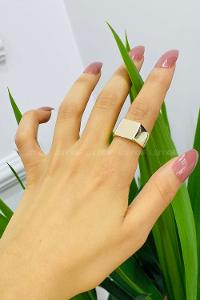 Modalamelif Gold Plaka Kare Yüzük