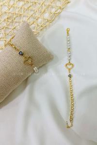 Modalamelif İnci Zincir Kalp Bileklik