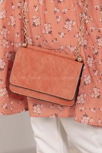 Modalamelif Kapak Kilitli Düz Renk Çanta Kiremit