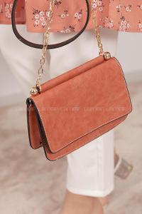 Modalamelif Kapak Kilitli Düz Renk Çanta Kiremit