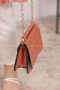 Modalamelif Kapak Kilitli Düz Renk Çanta Kiremit