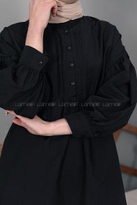 Modalamelif Balon Kol Önü Pileli Tunik Siyah