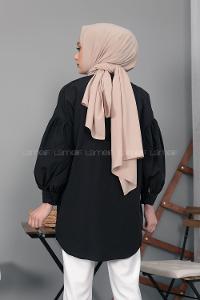 Modalamelif Balon Kol Önü Pileli Tunik Siyah