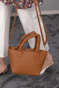 Modalamelif Deri Düz Renk Çanta Taba