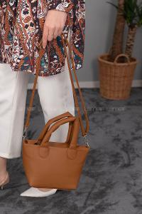 Modalamelif Deri Düz Renk Çanta Taba