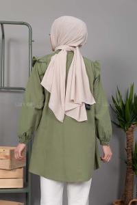 Modalamelif Hakim Yaka Fırfırlı Gömlek  Haki