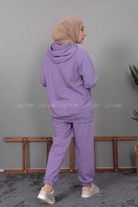 Modalamelif Kanguru Cep Kapşonlu İkili Takım Lila