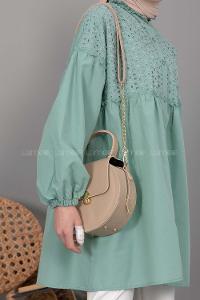 Modalamelif Kapak Kilitli Round Çanta Vizonrengi