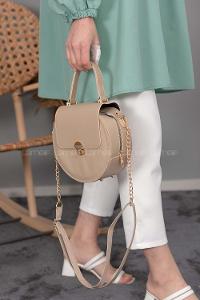 Modalamelif Kapak Kilitli Round Çanta Vizonrengi