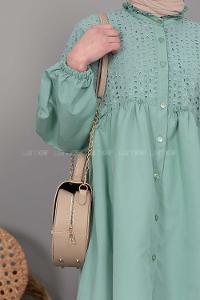 Modalamelif Kapak Kilitli Round Çanta Vizonrengi