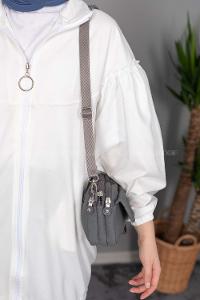 Modalamelif Krinkıl Kumaş Vest Çanta Gri