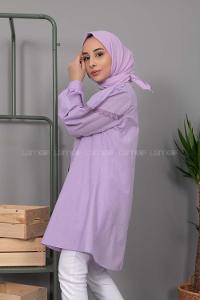 Modalamelif Önü Güpür Fırfırlı Gömlek Lila