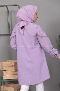 Modalamelif Önü Güpür Fırfırlı Gömlek Lila