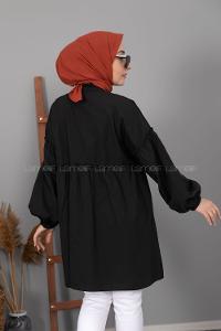 Modalamelif Önü Güpürlü Gömlek Siyah