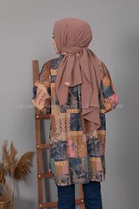 Modalamelif Şal Desen Dijital Baskı Gömlek Lacivert