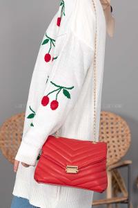 Modalamelif V Dikişli Kapitone Vera Çanta Kırmızı