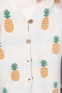 Modalamelif Ananas Desenli Hırka Beyaz