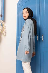 Modalamelif Berkeley Baskılı Tunik Açık Mavi