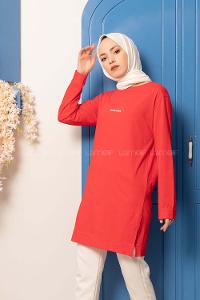 Modalamelif Montana Baskılı Tunik Kırmızı