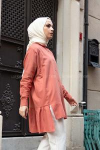 Modalamelif  Önü Düğmeli Oxford Gömlek Pudra