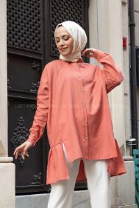 Modalamelif  Önü Düğmeli Oxford Gömlek Pudra