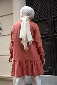 Modalamelif  Önü Düğmeli Oxford Gömlek Pudra