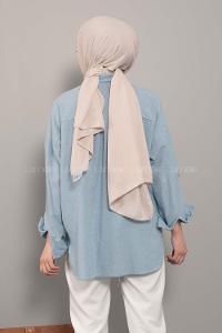 Modalamelif Asimetrik Cepli Yıkamalı Gömlek Açık Mavi