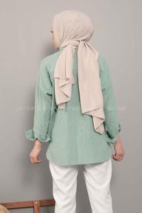 Modalamelif Asimetrik Cepli Yıkamalı Gömlek Çağla Yeşili