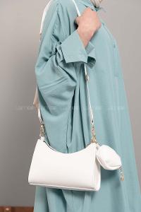 Modalamelif Baget Cüzdan Aksesuarlı  Çanta Beyaz