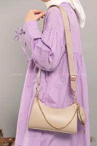 Modalamelif Baget Cüzdan Aksesuarlı  Çanta Vizonrengi