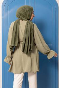 Modalamelif Balon Kol Ayrobin Tunik  Çağla Yeşili