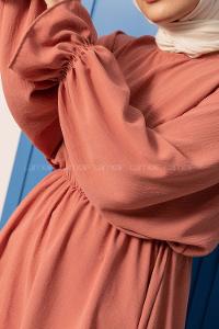 Modalamelif Balon Kol Ayrobin Tunik Pudra