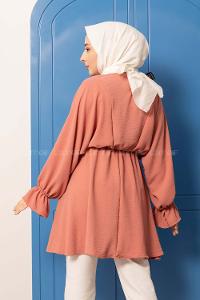 Modalamelif Balon Kol Ayrobin Tunik Pudra