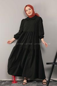 Modalamelif Bebe Yaka Kol Lastikli Elbise Siyah