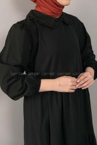 Modalamelif Bebe Yaka Kol Lastikli Elbise Siyah