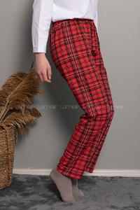 Modalamelif Bel Ve Paça Lastikli Kareli Eşofman Altı Kırmızı