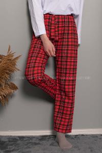 Modalamelif Bel Ve Paça Lastikli Kareli Eşofman Altı Kırmızı