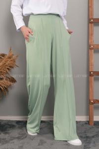 Modalamelif Bol Paça Çımalı Pantolon Çağla