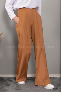 Modalamelif Bol Paça Çımalı Pantolon Camel