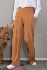 Modalamelif Bol Paça Çımalı Pantolon Camel