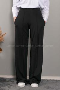 Modalamelif Bol Paça Çımalı Pantolon Siyah